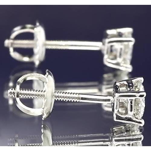 Stud Earrings 2 Carats Round Diamond Jewelry White Gold 14K