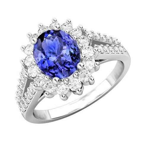 Tanzanite And Diamonds 4.75 Carats Wedding Ring Gold White