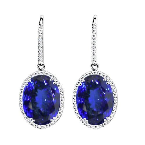 Tanzanite And Diamonds 5.34 Carat Dangle Earrings Gold White 14K