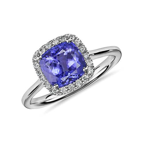 Tanzanite And Diamonds 7.75 Ct Ring 14K White Gold New