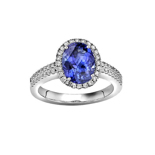 Tanzanite Oval And Round Diamonds 5.25 Carat Ring Pave Diamonds New