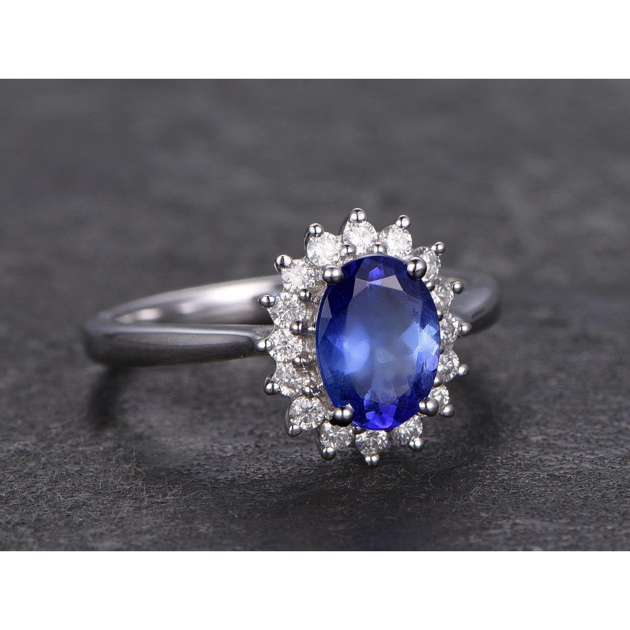 Tanzanite Ring With Diamond White Gold 4.5 Ct Gemstone Jewelry