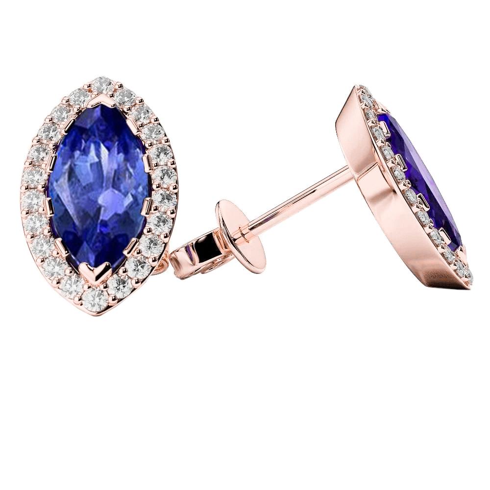 Tanzanite With Diamonds 4.20 Carats Ladies Studs Earrings Rg 14K