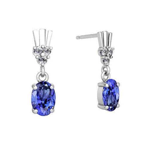 Tanzanite With Diamonds 4.90 Carats Dangle Earrings Gold 14K