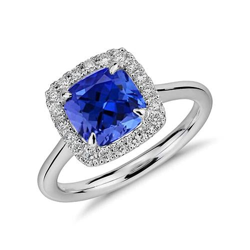 Tanzanite With Diamonds 7.75 Ct Wedding Ring White Gold 14K