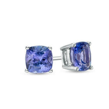 Tanzanite Women Studs Earrings 4 Carats Prong Set Gold White 14K