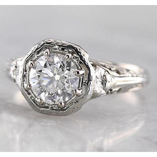 Tapered Shank Style Round Diamond Ring White Gold 14K 1 Carat