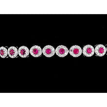 Tennis Bracelet 12 Carats Prong Set Pink Sapphire White Gold 14K