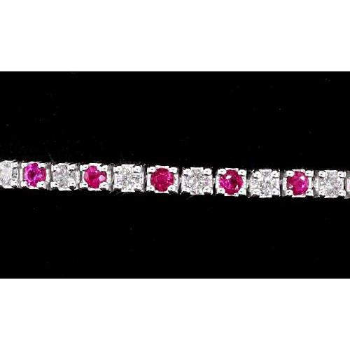 Tennis Bracelet Diamond Pink Sapphire Prong Set 4 Carats White Gold