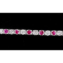 Tennis Bracelet Diamond Pink Sapphire Prong Set 4 Carats White Gold