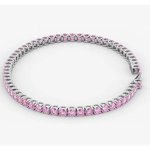 Tennis Bracelet Pink Sapphire 5.90 Carats White Gold Women Jewelry