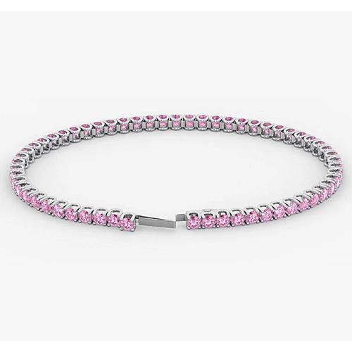 Tennis Bracelet Pink Sapphire 5.90 Carats White Gold Women Jewelry