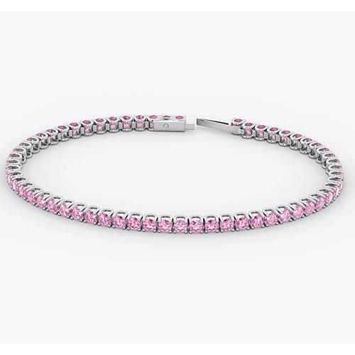 Tennis Bracelet Pink Sapphire 5.90 Carats White Gold Women Jewelry