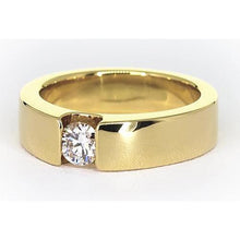Tension Set Band Yellow Gold 14K Round Diamond 1 Carat Men's Ring
