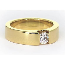 Tension Set Band Yellow Gold 14K Round Diamond 1 Carat Men's Ring