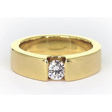 Tension Set Band Yellow Gold 14K Round Diamond 1 Carat Men's Ring