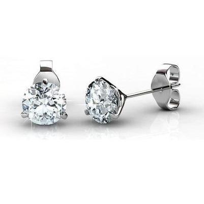 Three Prong Set 4.50 Carats Round Cut Diamonds Studs Earring 14K