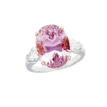 Three Stone 19 Carats Kunzite With Diamonds Anniversary Ring