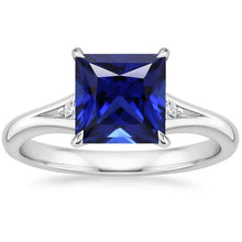 Three Stone Blue Sapphire and Diamond 5.25 Carat Princess