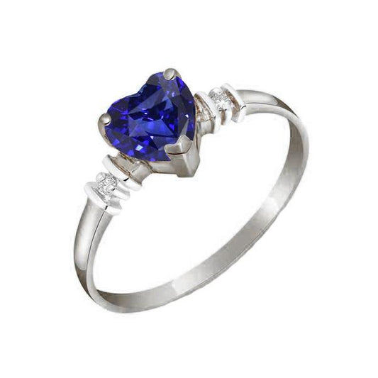 Three Stone Ceylon Sapphire Ring & Small Round Diamonds 1.25 Carats