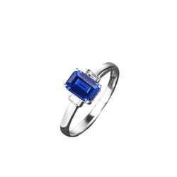 Three Stone Natural Earth Mined Diamond Jewellery Emerald Ceylon Sapphire Ring 2 Carats