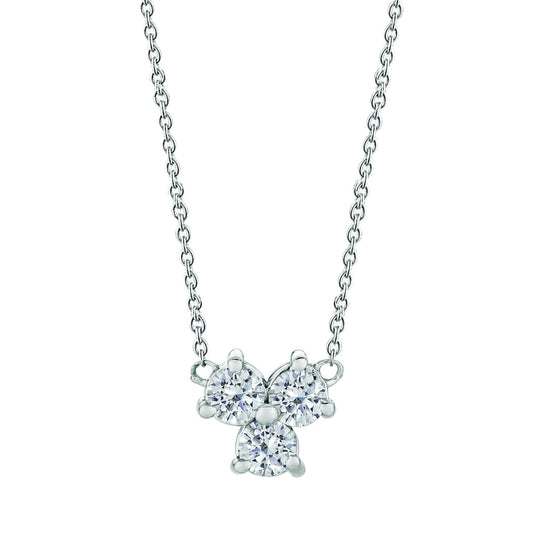 Three-Stone Diamond Necklace Pendant 0.50 Carats 14K White Gold