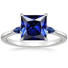 Three Stone Gemstone Ring Princess & Pear Ceylon Sapphires 5.25 Carats
