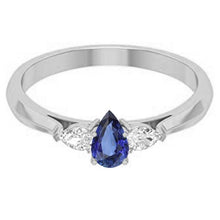 Three Stone Pear Sri Lankan Sapphire & Diamond Ring 1.25 Carats
