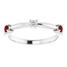 Three Stone Ring 1.50 Carats Ruby White Gold 14K