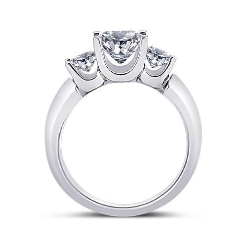 Three Stone Ring Princess Diamond 2.30 Carat White Gold 14K New