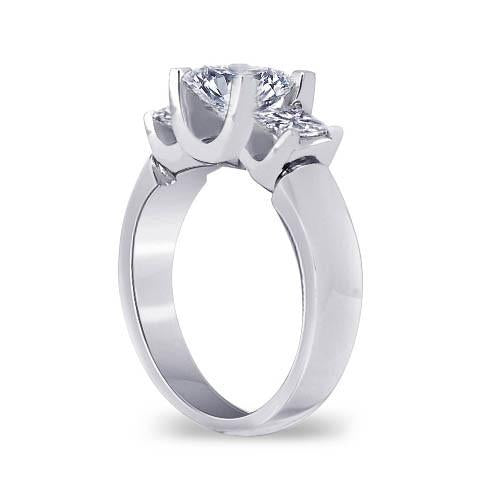 Three Stone Ring Princess Diamond 2.30 Carat White Gold 14K New