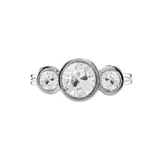 Three Stone Round Bezel Set Diamond Ring Old European 1.75 Carats