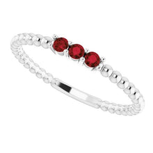 Three Stone Round Ruby Ring 1.20 Carats White Gold 14K