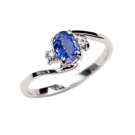 Three Stone Sri Lanka Sapphire With Diamonds Ring 1.70 Ct Gold 14K