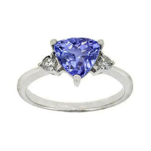 Three Stone Tanzanite And Round Diamonds 4 Carats Gemstone Ring New