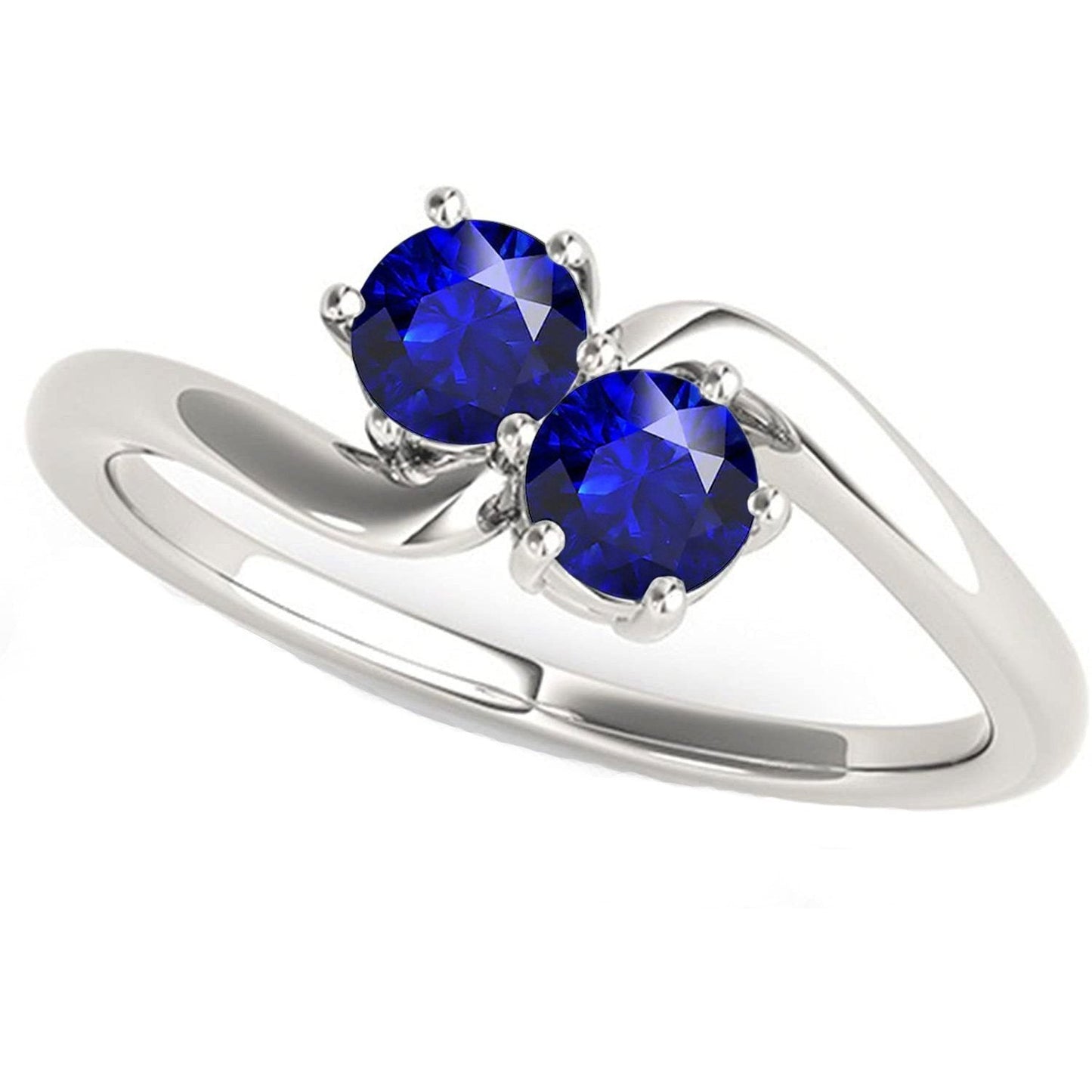 Toi et Moi Anniversary Ring Round Ceylon Sapphire 4 Carats Prong Set