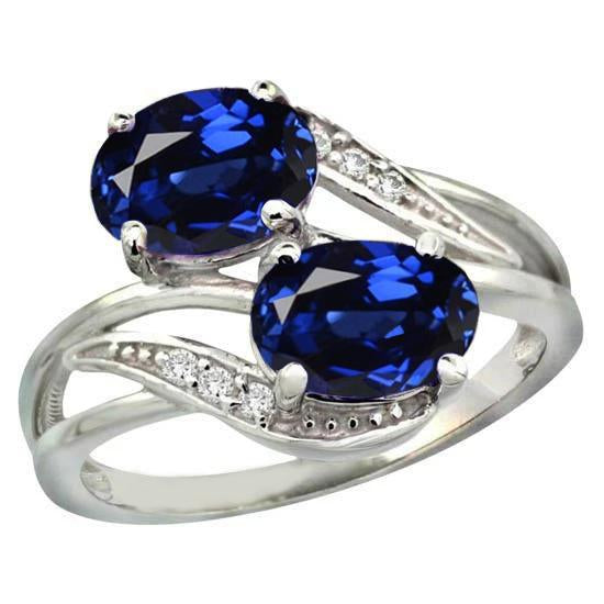 Toi et Moi Antique Style Oval Sri Lankan Sapphire Diamond Ring 4.50 Ct