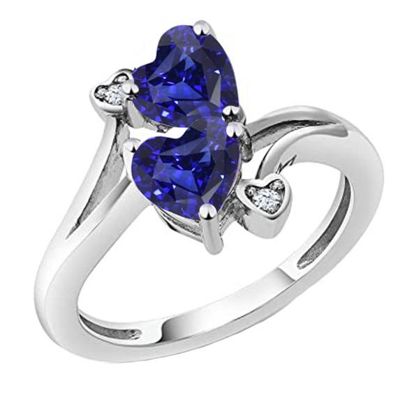 Toi et Moi Diamond Anniversary Blue Heart Sapphire Ring 3.25 Carats