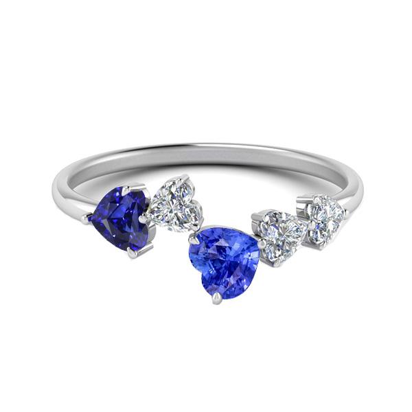 Toi et Moi Heart Diamond & Sapphire Ring 3.50 Carats Women Jewelry