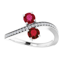 Toi et Moi Round Burma Ruby Diamond Ring 1.50 Carats White Gold