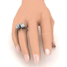 Toi et Moi Two Stone Round & Pear Diamond Ring 4 Carats White Gold 14K