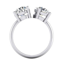 Toi et Moi Two Stone Round & Pear Diamond Ring 4 Carats White Gold 14K