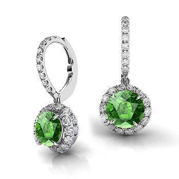 Tourmaline And Diamond Hoop Dangle Earring White Gold 14K 10.50 Ct