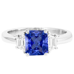 Trapezoid Natural Earth Mined Diamond 3 Stone Radiant Shaped Ring Jewellery 2.50 Carats