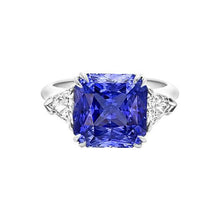 Trillion Diamond 3 Stone Ring 2.50 Carats Double Prong Ceylon Sapphire