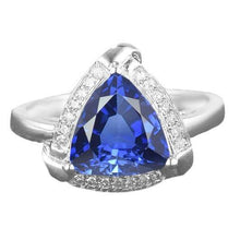 Trillion Halo Ceylon Sapphire Ring White Gold Jewelry 3 carats