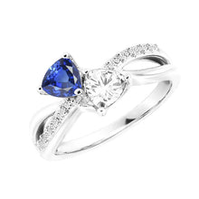Trillion & Round Diamond Ring Blue Sapphire 2.50 Carats Split Shank