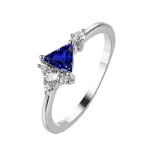 Trillion Sapphire & Round Diamond Ring 1.50 Carats 14K White Gold