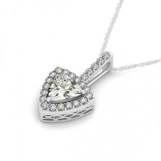 Trillion Shape Halo Diamond Pendant Necklace Without Chain 1.50 Ct. WG