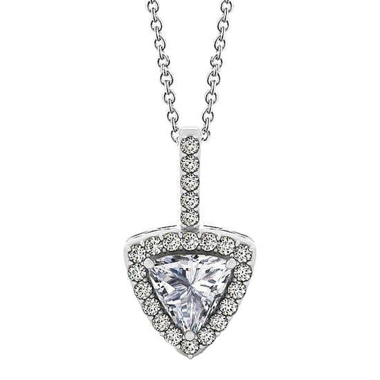 Trillion Shape Halo Diamond Pendant Necklace Without Chain 1.50 Ct. WG